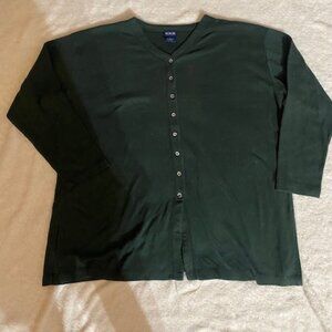 Honors XL Green Women's Long Sleeve Button Sweater